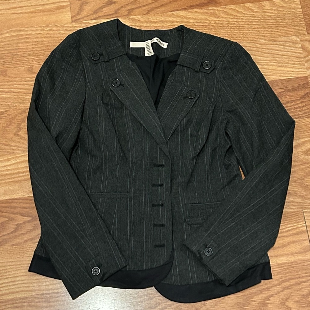 Dkny jeans fitted collarless blazer